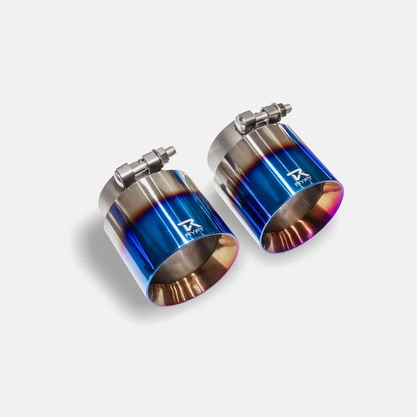 MCLAREN 675LT TITANIUM RACE EXHAUST + BLUE TITANIUM TIPS – RYFT