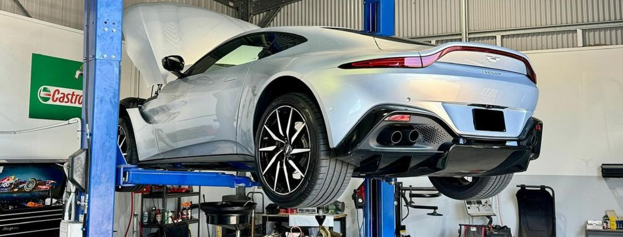 Prestige vehicle undergoing workshop inspection at EA Performance