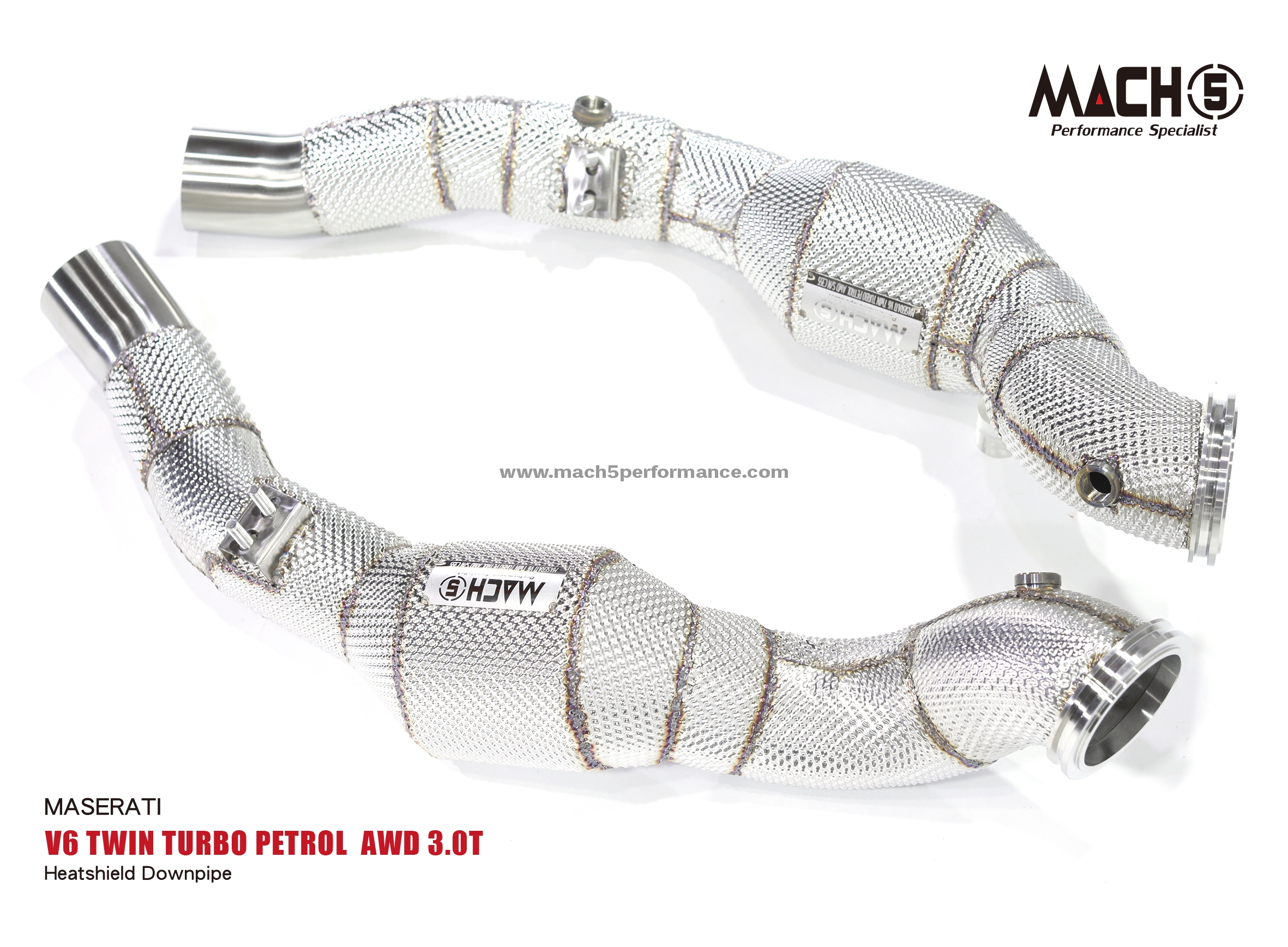Maserati Quattroporte AWD 3.0T 2013-2023 Downpipes - Mach5 - official product photo 1 Maserati Quattroporte AWD 3.0T 2013-2023 Downpipes - Mach5 official product photo 1