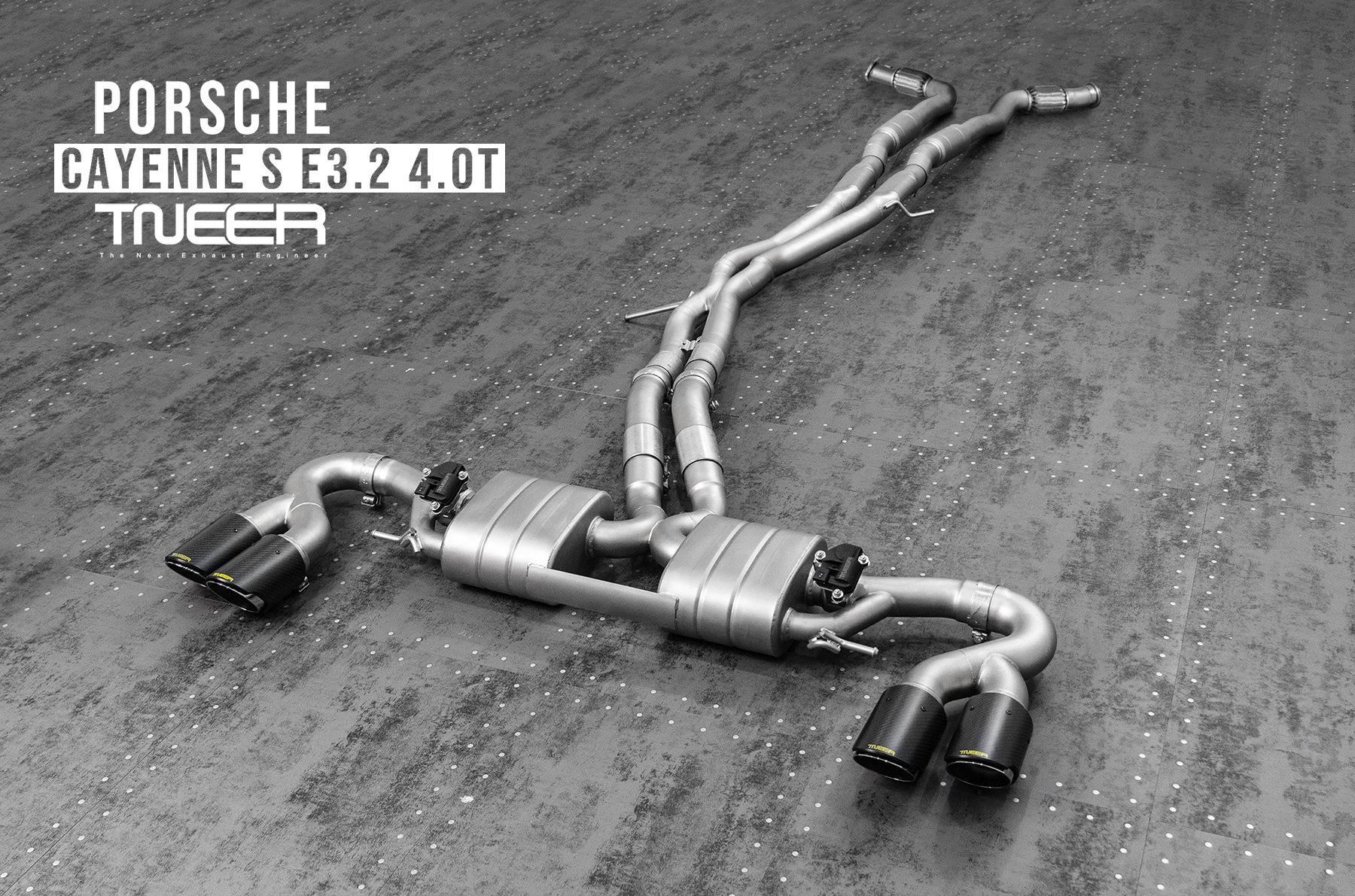 TNEER valvetronic front-pipe, X-pipe and rear-muffler exhaust system for Porsche Cayenne S E3.2 4.0T TNEER valvetronic front-pipe, X-pipe and rear-muffler exhaust system for Porsche Cayenne S E3.2 4.0T