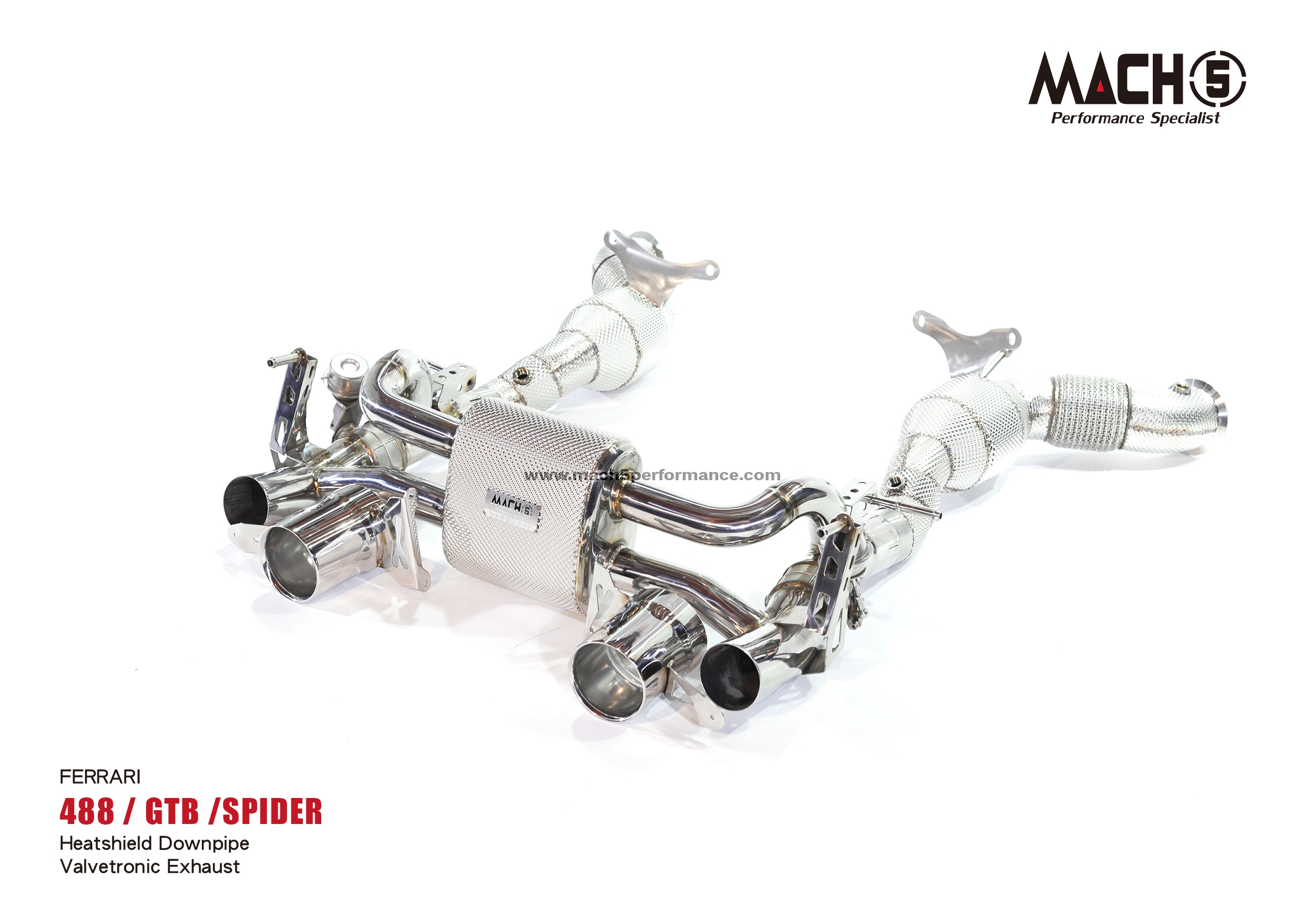 Mach5 downpipes for Ferrari 488 GTB Spider and Pista