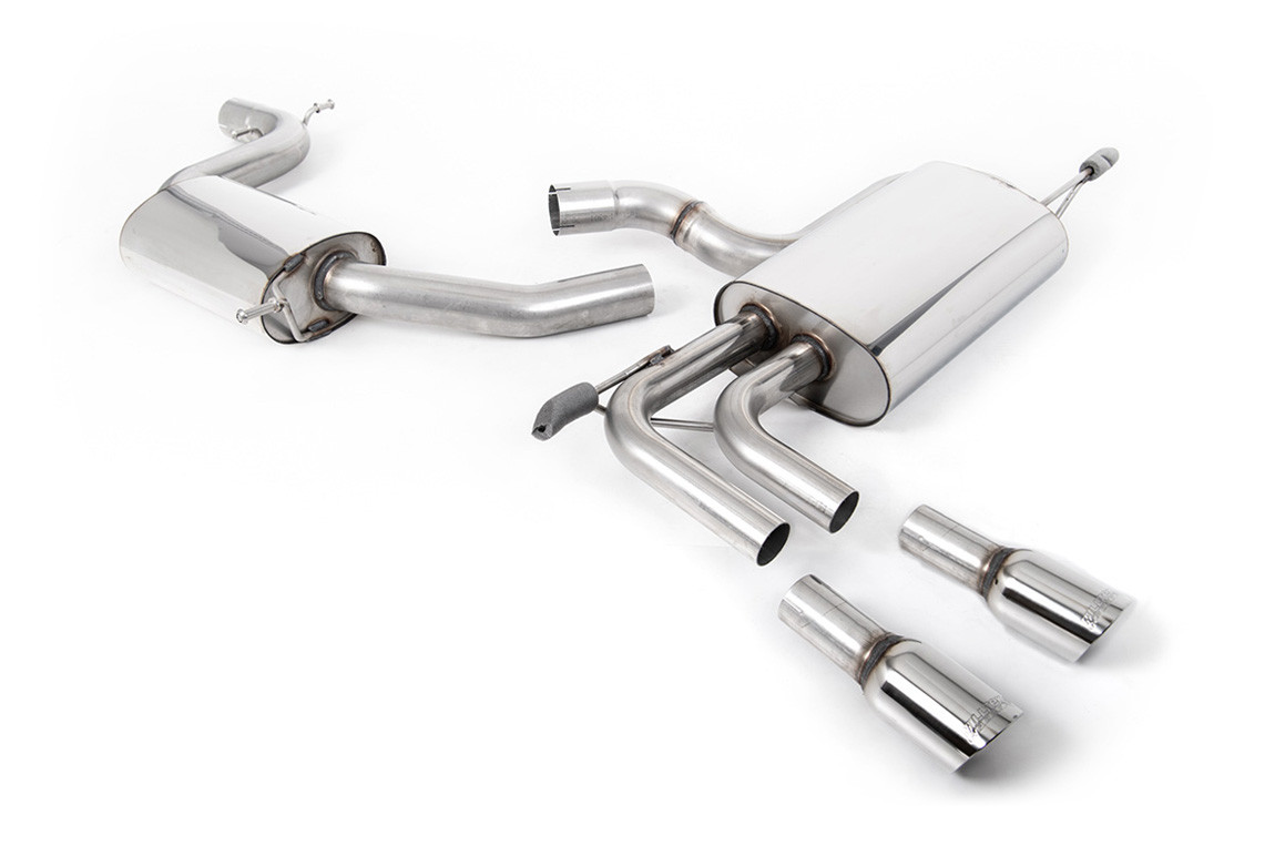 Milltek Audi A3 2.0T FSI - Resonated (Quieter) Cat-Back Exhaust System with GT-80 Polished Trims - official product photo 1 Milltek Audi A3 2.0T FSI - Resonated (Quieter) Cat-Back Exhaust System with GT-80 Polished Trims official product photo 1