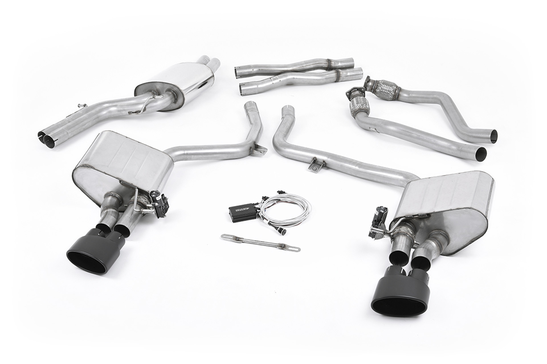 Milltek Audi S4 V6/S5 3.0 B8 - Valved & Resonated (Quieter) Cat-Back Exhaust System with Black Oval Trims - official product photo 1 Milltek Audi S4 V6/S5 3.0 B8 - Valved & Resonated (Quieter) Cat-Back Exhaust System with Black Oval Trims official product photo 1