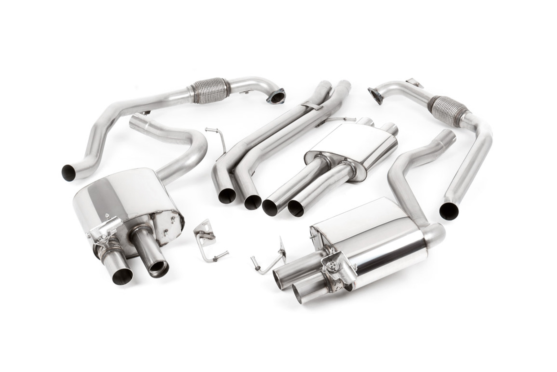 Milltek Audi S4 B9 Non sport Diff models - Resonated Cat-Back with Quad Exhaust Trims Milltek Audi S4 B9 Non sport Diff models - Resonated Cat-Back with Quad Exhaust Trims - exact Milltek product image