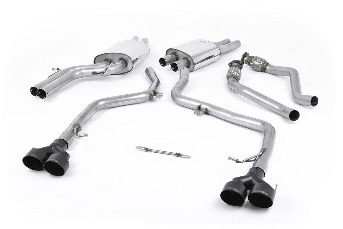 Milltek Audi S4 V6/S5 3.0 B8.5 Sportback - Resonated (Quieter) Cat-Back Race Exhaust System with Quad Outlet - official product photo 1 Milltek Audi S4 V6/S5 3.0 B8.5 Sportback - Resonated (Quieter) Cat-Back Race Exhaust System with Quad Outlet official product photo 1