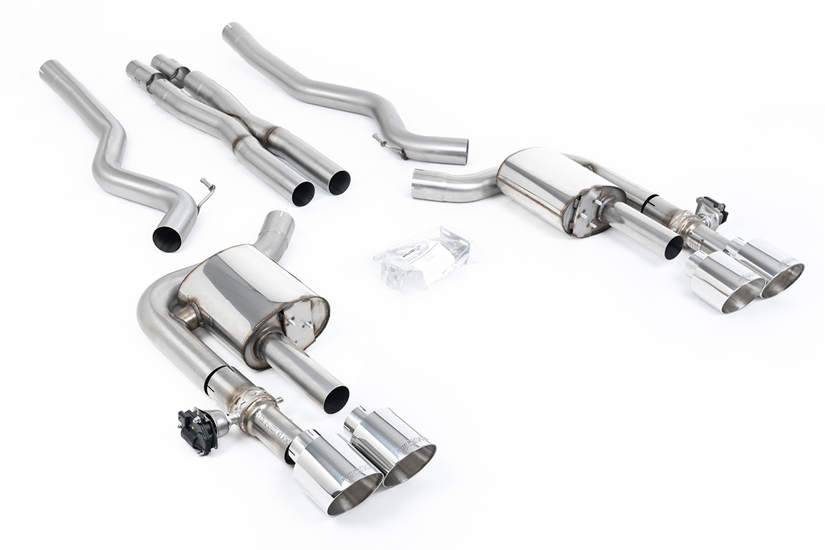 Milltek Ford Mustang 5.0 V8 Dark Horse/ Mach 1 - Active Valved Cat-Back with X Pipe Milltek Ford Mustang 5.0 V8 Dark Horse/ Mach 1 - Active Valved Cat-Back with X Pipe - exact Milltek product image
