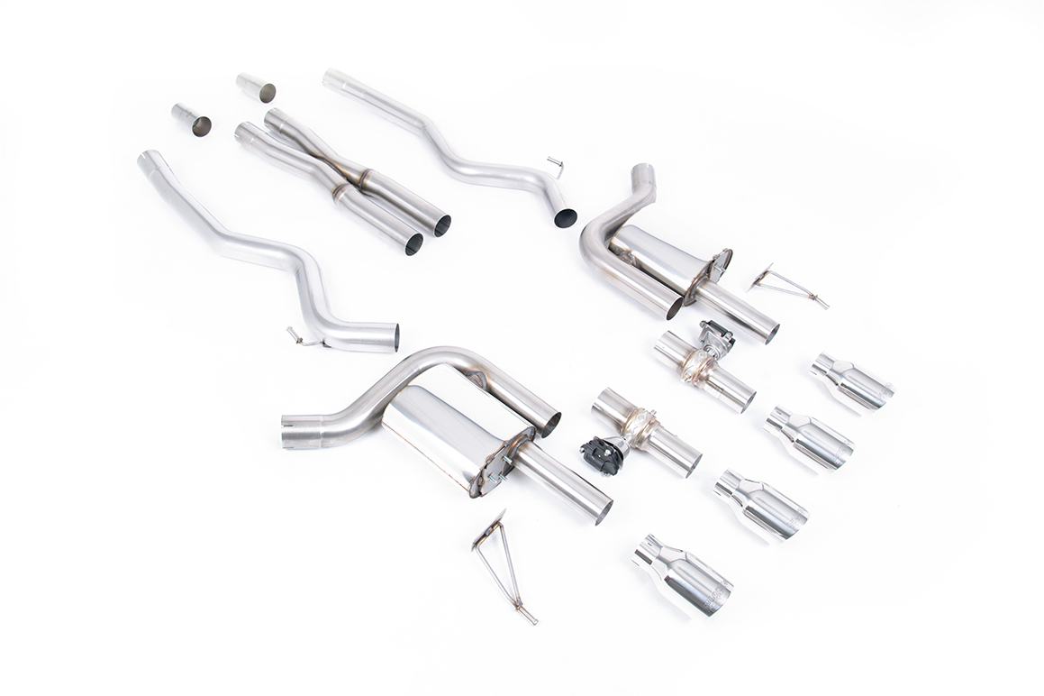 Milltek Ford Mustang 5.0 V8 GT (S650 Fastback) - Active Valved Cat-Back with X Pipe Milltek Ford Mustang 5.0 V8 GT (S650 Fastback) - Active Valved Cat-Back with X Pipe - exact Milltek product image