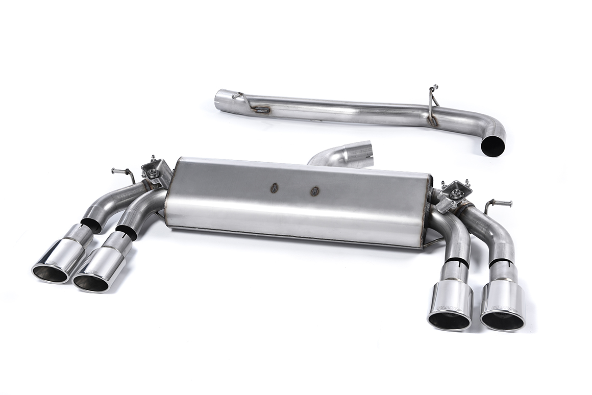 Milltek Audi S3 8V.2 Sportback - Non-Resonated (Louder) Cat-Back Exhaust System with Quad Exhaust Trims Milltek Audi S3 8V.2 Sportback - Non-Resonated (Louder) Cat-Back Exhaust System with Quad Exhaust Trims - exact Milltek product image
