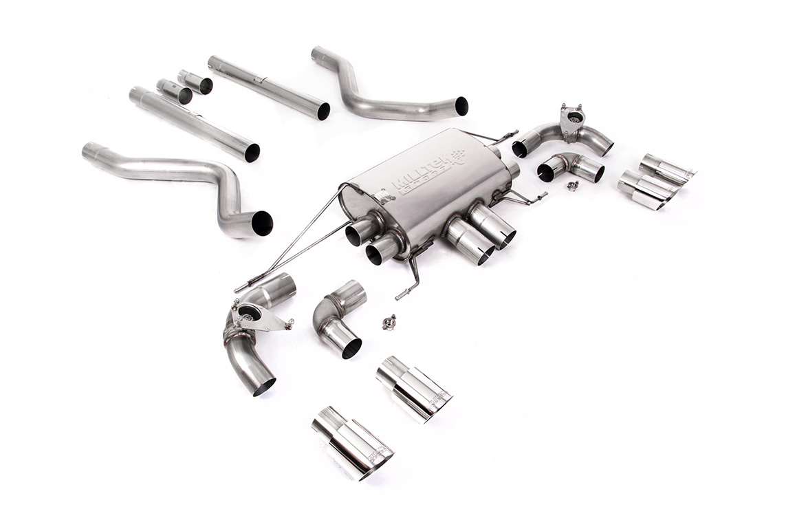 Milltek Land Rover Defender 90 5.0 V8 (GPF Models) - Non-Resonated (Louder) GPF/OPF-Back Valved System with Quad Exhaust Trims Milltek Land Rover Defender 90 5.0 V8 (GPF Models) - Non-Resonated (Louder) GPF/OPF-Back Valved System with Quad Exhaust Trims - exact Milltek product image