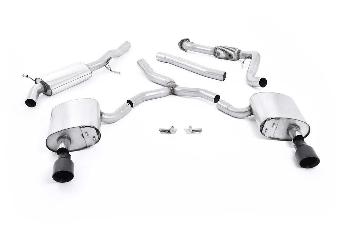 Milltek Audi A4 2.0 B9 Quattro - Road+ Part Resonated Cat-Back Exhaust System with Dual GT-100 Milltek Audi A4 2.0 B9 Quattro - Road+ Part Resonated Cat-Back Exhaust System with Dual GT-100 - exact Milltek product image