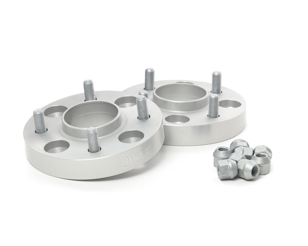 Representative official H&R DRM 25 mm wheel spacer kit; exact centre-bore and stud geometry may vary Representative official H&R DRM 25 mm wheel spacer kit; exact centre-bore and stud geometry may vary