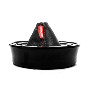 Official MMX MINI short shifter black surround with red-stitched gaiter